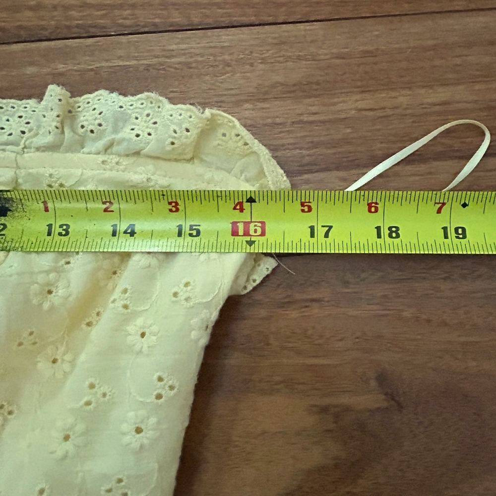 Altar'd State Yellow Eyelet Strapless Maxi Dress Smocked Ruffle ASWD-261-009 L - Picture 7 of 11